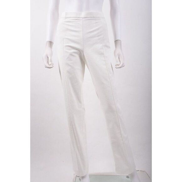 Akris Punto Womens Trousers Pants Sz 10 Off White Cream Slim Straight Cotton NWT
